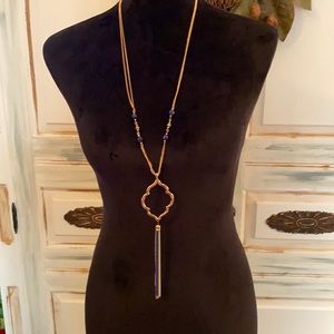 Blue and Gold Tassel necklace